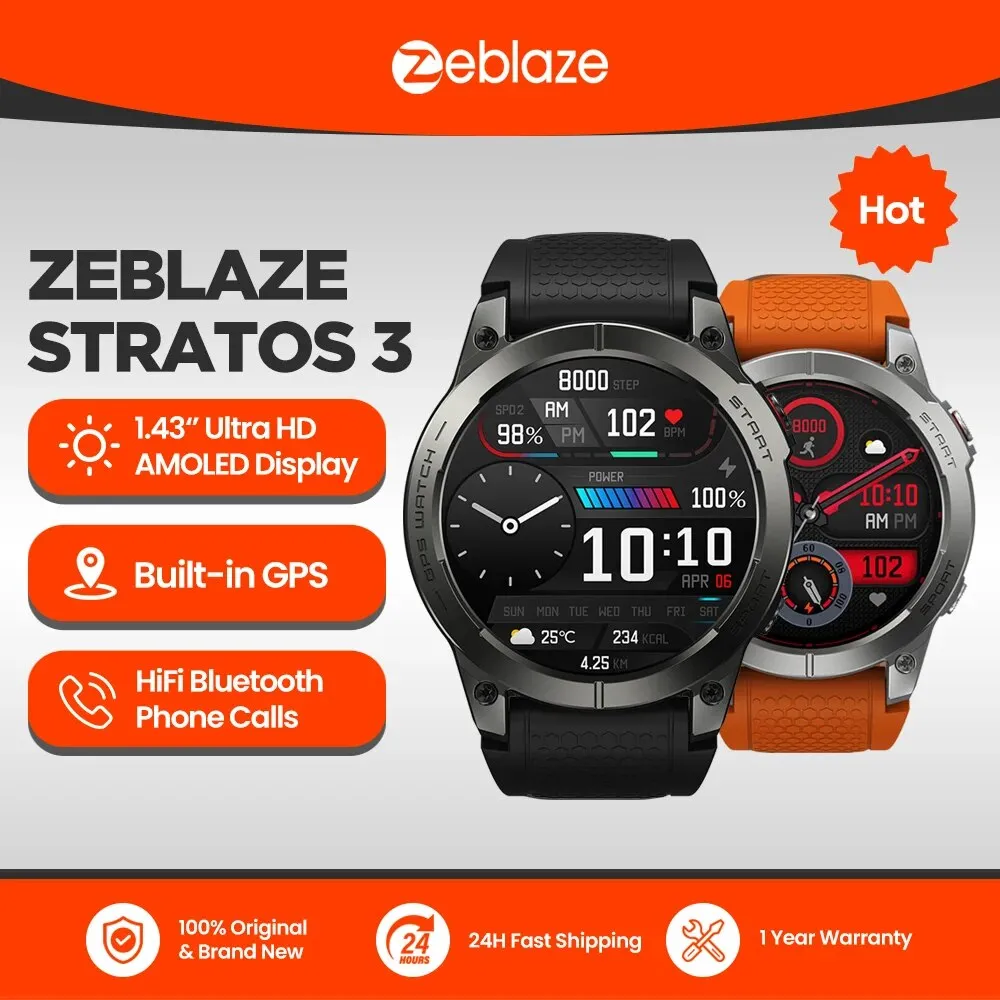 Zeblaze Stratos 3 Smartwatch Com Gps Premium, Display Ultra Hd Amole